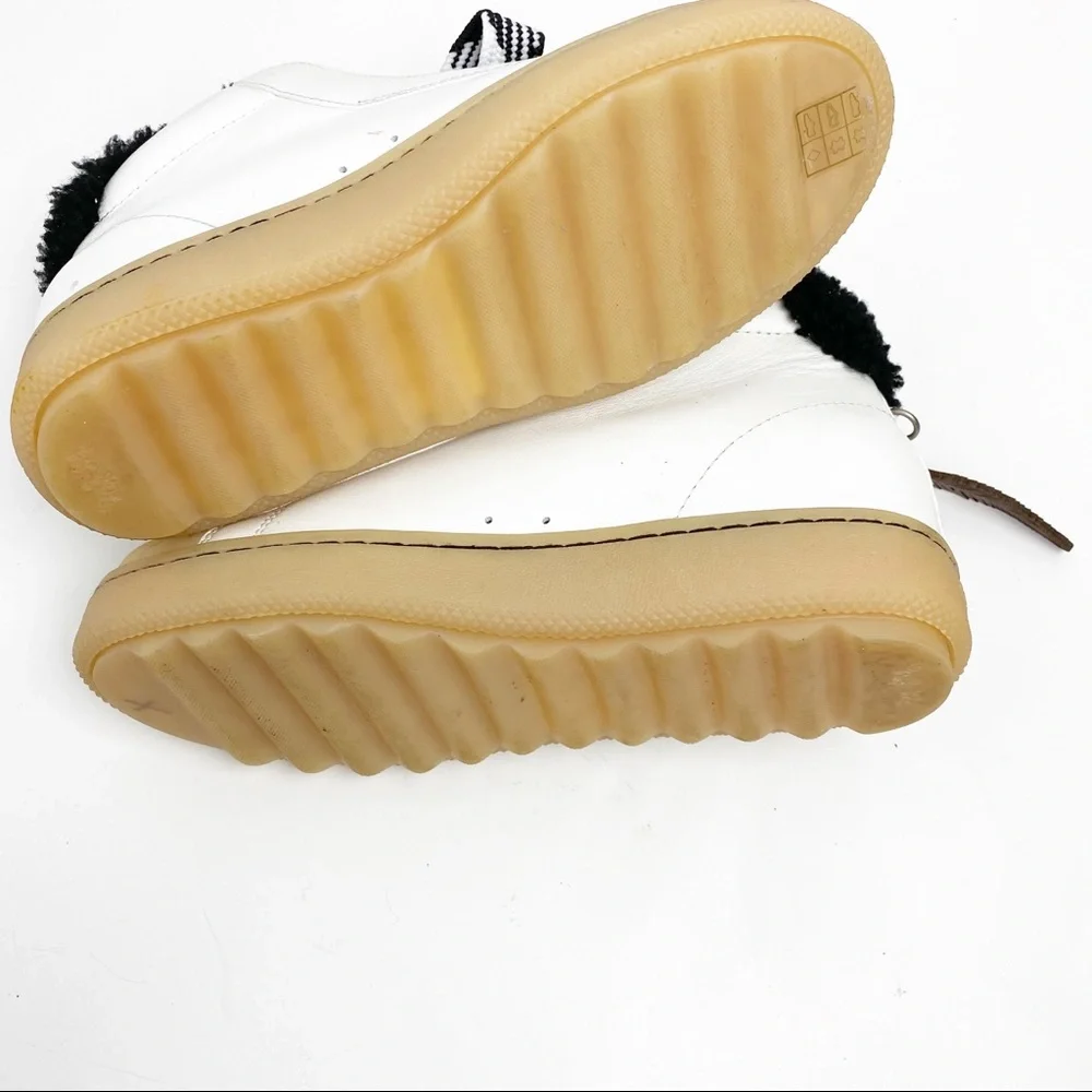 COACH Leather Colorblock High-Top Platform Wedge Shearling Boot Sneakers Size 6
